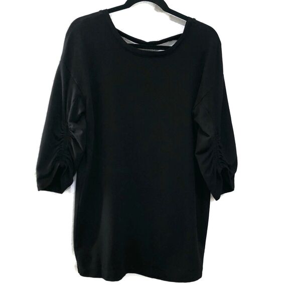 Splendid Womens Black Dress North Coast French Terry Shirred Popover Size M NWOT - Picture 5 of 12